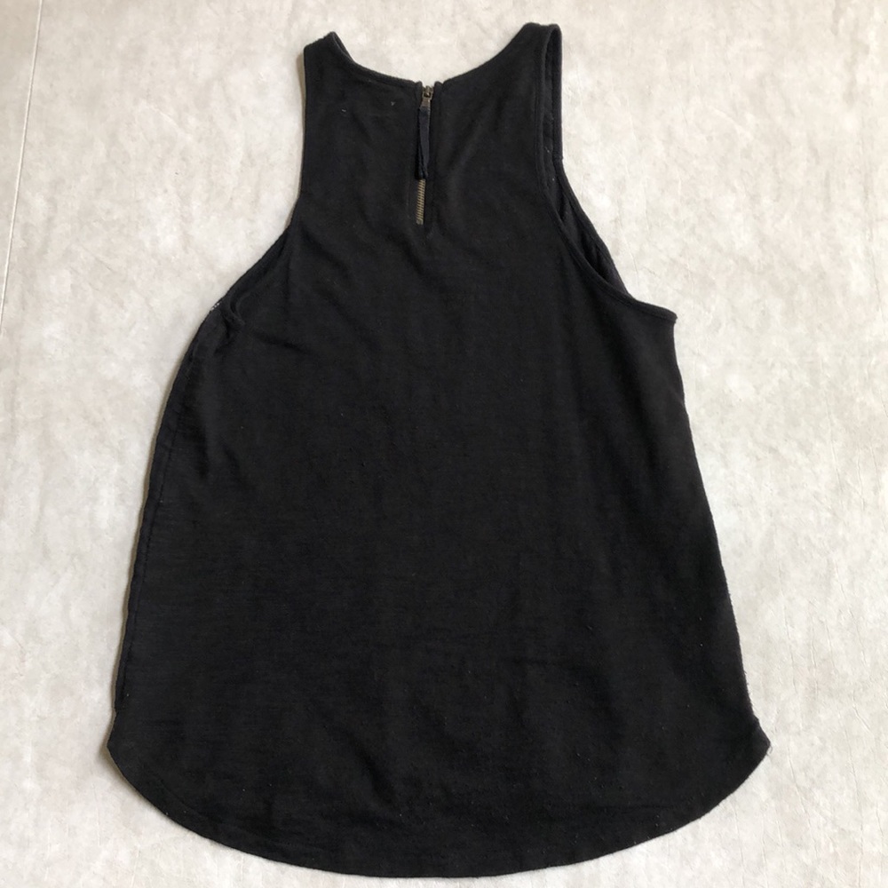 Lou & Grey Racerback High Neck Zip Detail Tank Top Black Womens - Picture 2 of 11